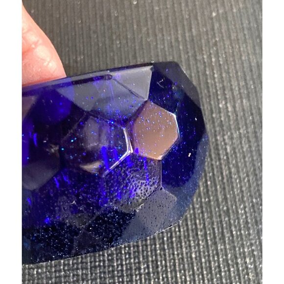 Handcrafted Cobalt Blue Resin Lidded Jar Glittery and Sparkle Accessory for Home - Picture 5 of 6